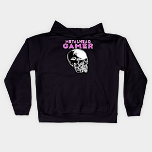 Metalhead Gamer Full Skull Pink Kids Hoodie